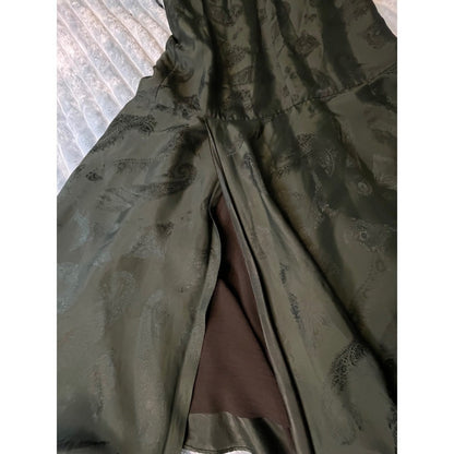 COS Paisley Print V Neck Midi Olive Green Sleeveless A Line Size 38 size S
