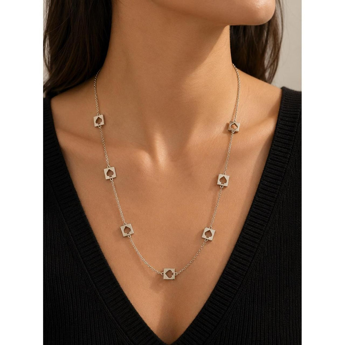 Kate Spade Gold-Tone Square Spade Cutout Station Necklace