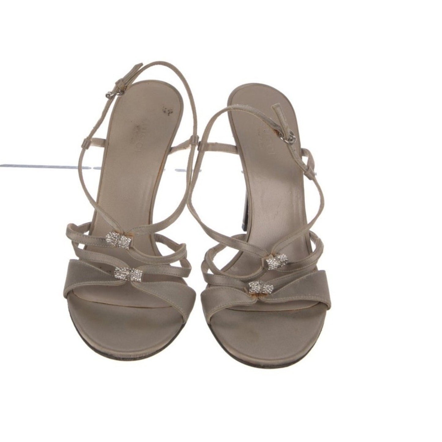 Gucci Satin Crystal Embellishments Strappy Heels Sandals Women's Size 7