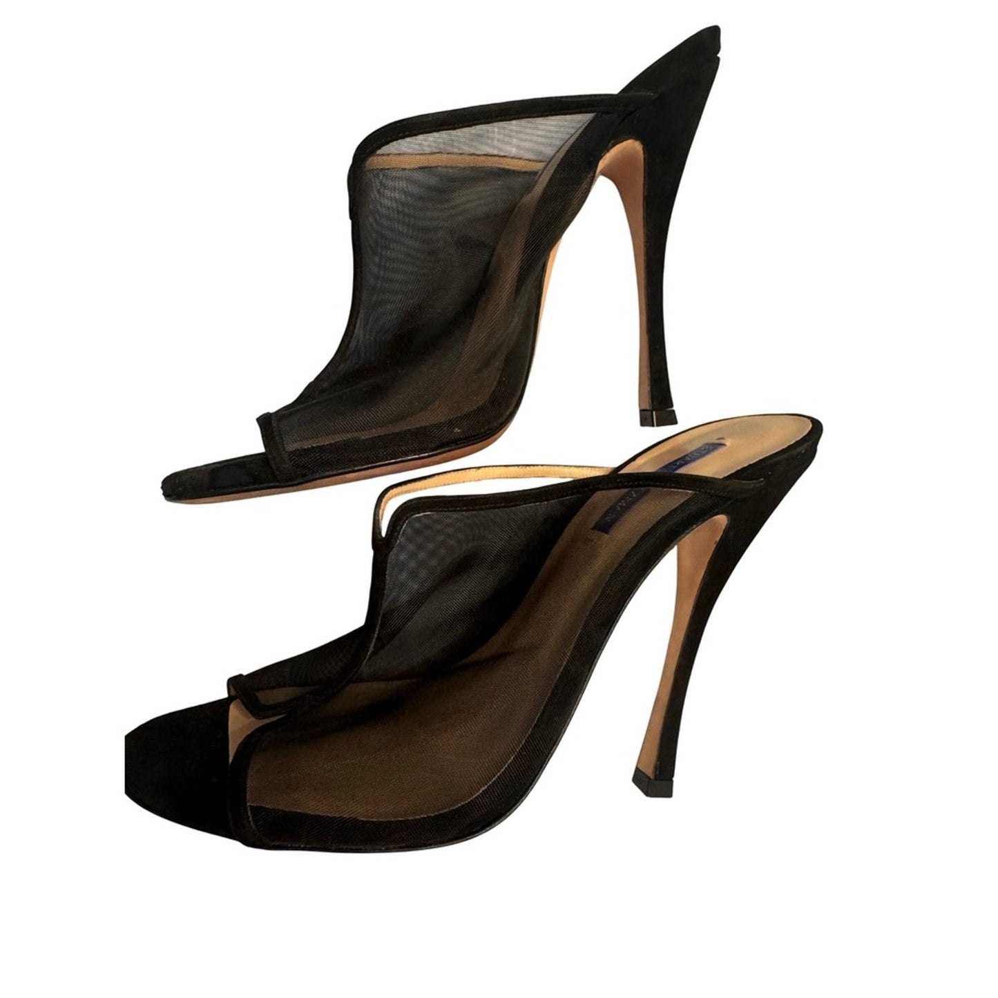 Stuart Weitzman Women's Heels Size 11 Black Suede Mesh High Heel Mules