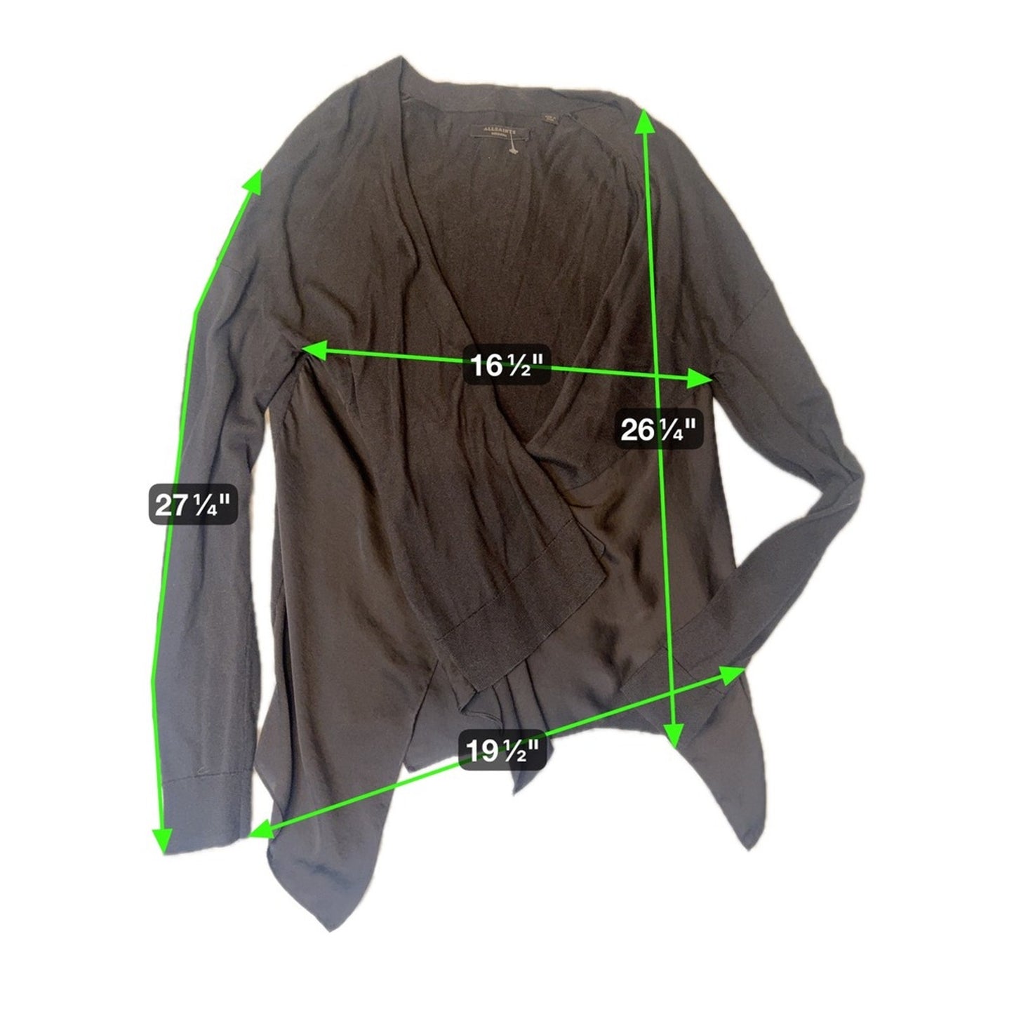 AllSaints Carmel Cardigan Bl Draped Open Front Knit Medium