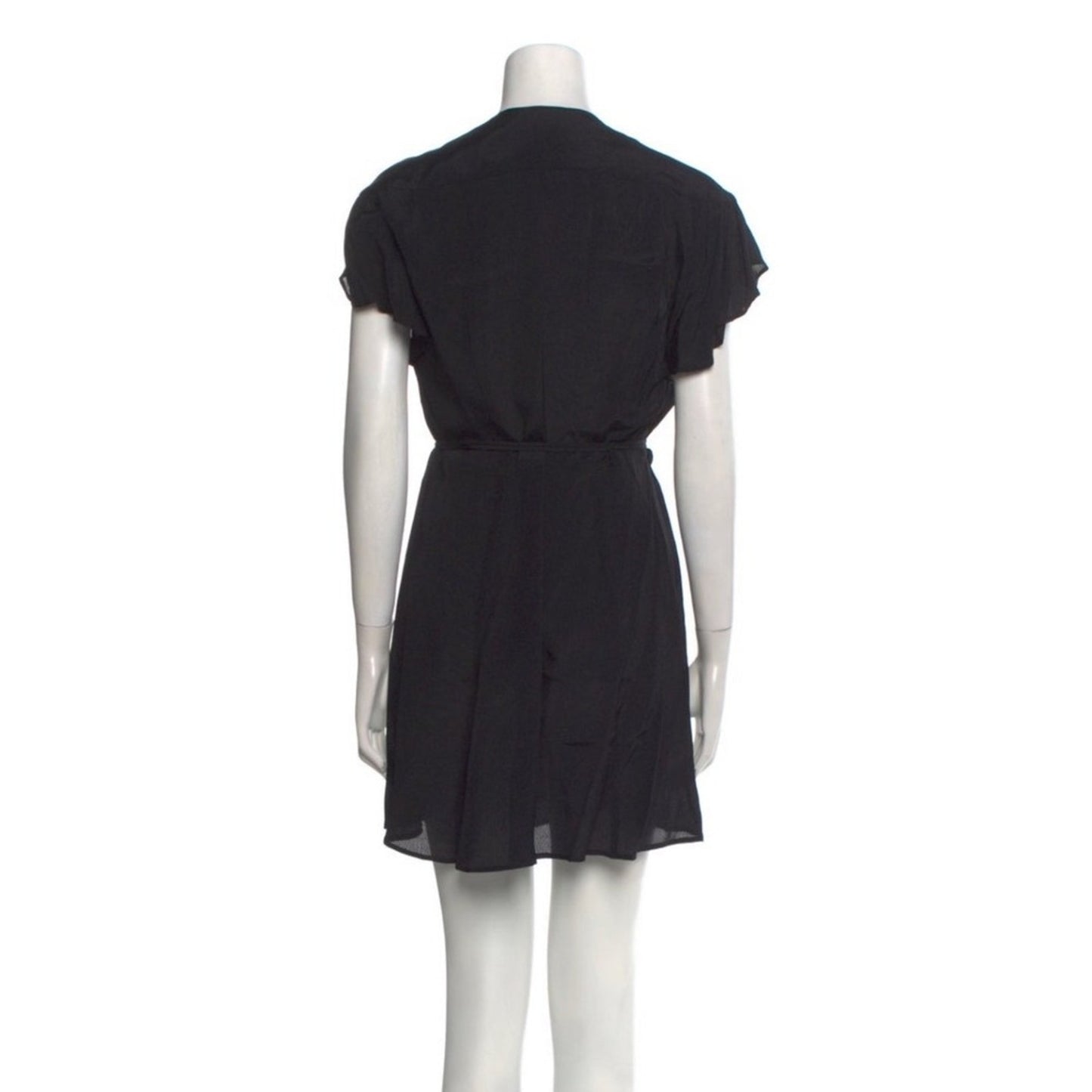 Reformation Black Short Sleeve Wrap Dress Tie Waist Mini