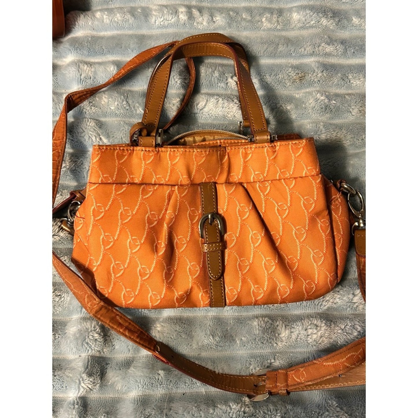 Roberta  di Camerino Orange Heart Pattern Satchel Handbag Purse Shoulder Bag