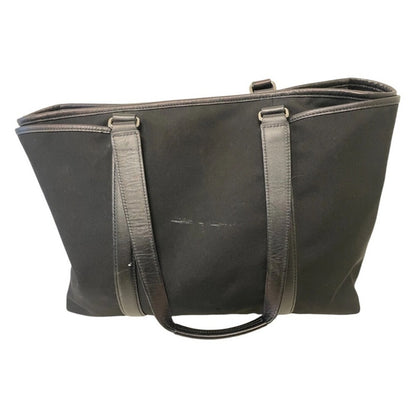 Coach Black Nylon Leather Trim Tote Bag Classic Style Zipper Top