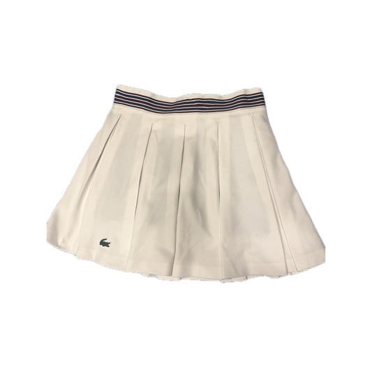 Lacoste Sport White Pleated Tennis Skirt Striped Waistband Women