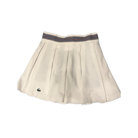 Lacoste Sport White Pleated Tennis Skirt Striped Waistband Women