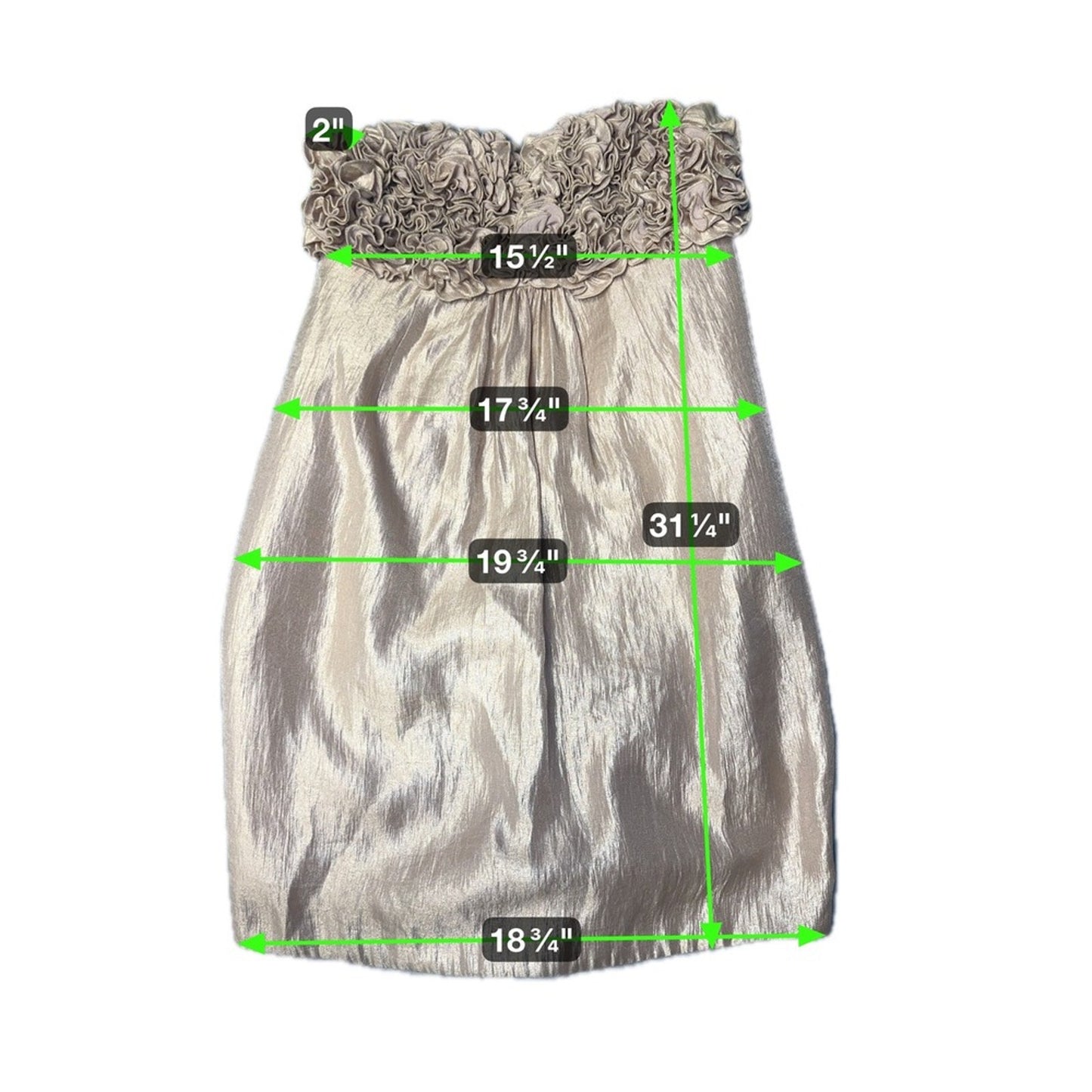 Alexia Admor Strapless Ruffled Embellished Cocktail Dress Champagne M