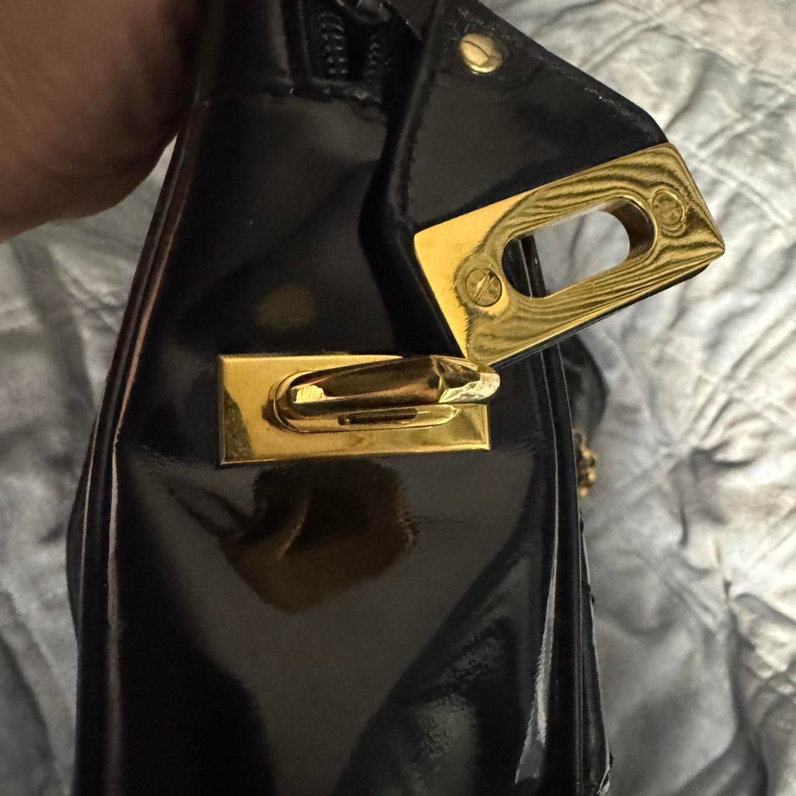 Escada quilted patent leather