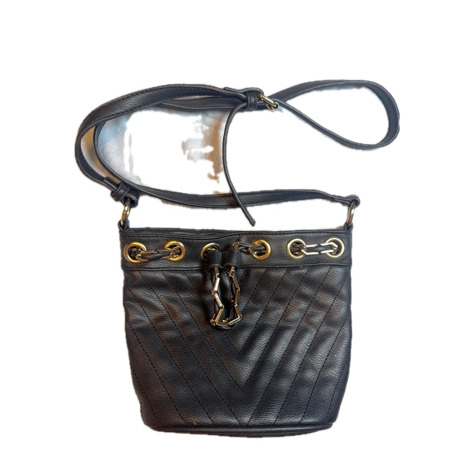 Free People Black Crossbody Bag with Gold Accents