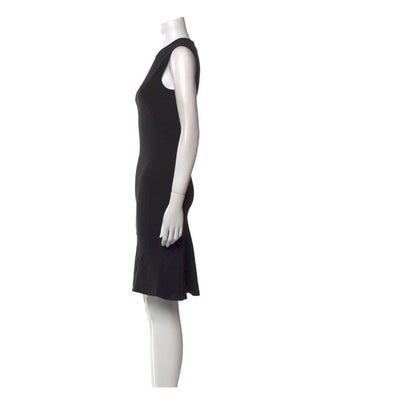 Stella McCartney Black Sleeveless Crew Neck Mini Dress Ruffle Hem Size M