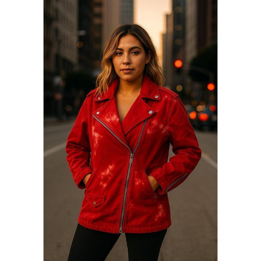 Isabel Marant Étoile Red Tie-Dye Moto Coat – Size Medium (US 8 / FR 40)