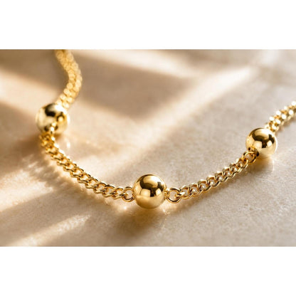 14K Italian Gold Ball Curb Chain Necklace 18" 2.0g