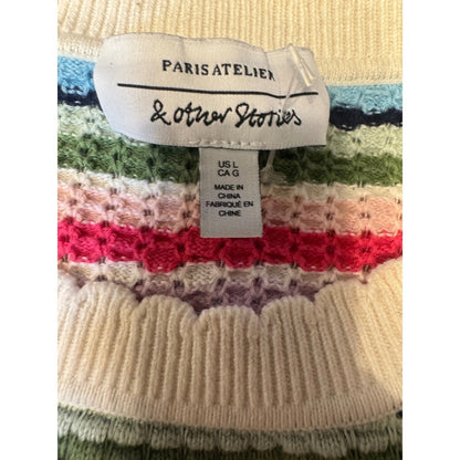 Other Stories Striped Knit Puff Sleeve Sweater Size L