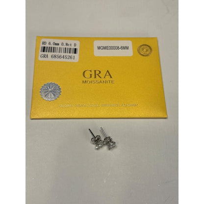 GRA Moissanite 0.8ct Stud Earrings 14K White Gold Plated