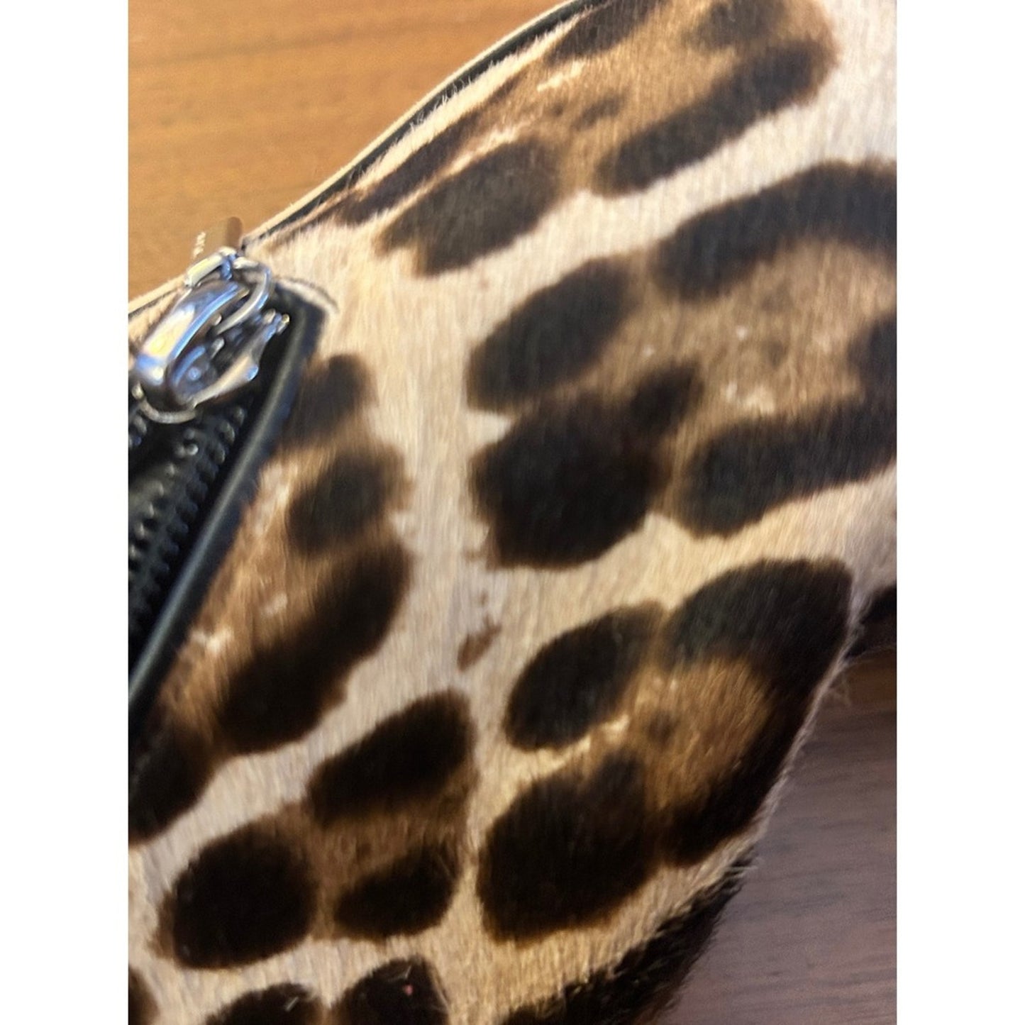 Dolce & Gabbana Leopard Print Calf Hair Ankle Boots Pointed Toe Stiletto 38