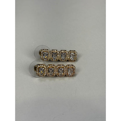 Gold-Tone Baguette Crystal Cluster Stud Earrings