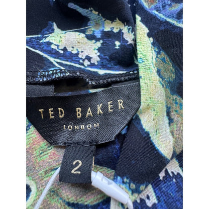 Ted NWT Baker London Black High Neck Printed Bodycon Maxi Dress Size 2