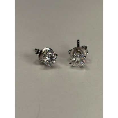 GRA Moissanite 0.5ct Round Stud Earrings Platinum-Plated Silver
