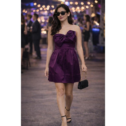 Rebecca taylor strapless purple satin