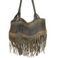 Sabrina Tach Festival Fringe Boho Metallic Leather Shoulder bag tote