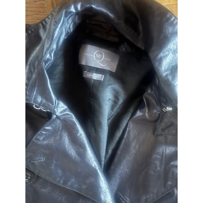 Alexander McQueen Black Faux Leather Trench Coat Made in Italy Size 48 M / Fem L