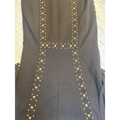 Trina Turk Black Studded Mini Dress Short Sleeve Party Career