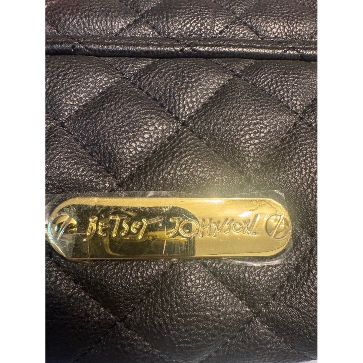 Betsey Johnson Black Quilted Belt Bag with Floral Detail Studded Strap NWT