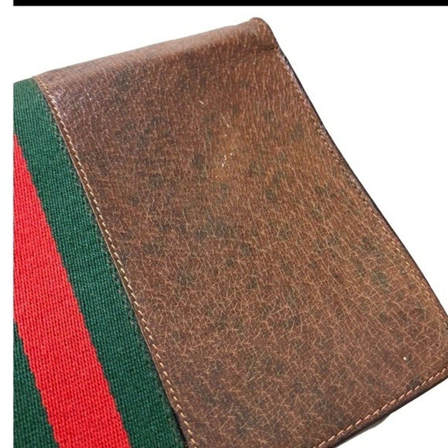 Authentic Vintage Gucci Monogram Canvas Tote Bag Red Green Stripe