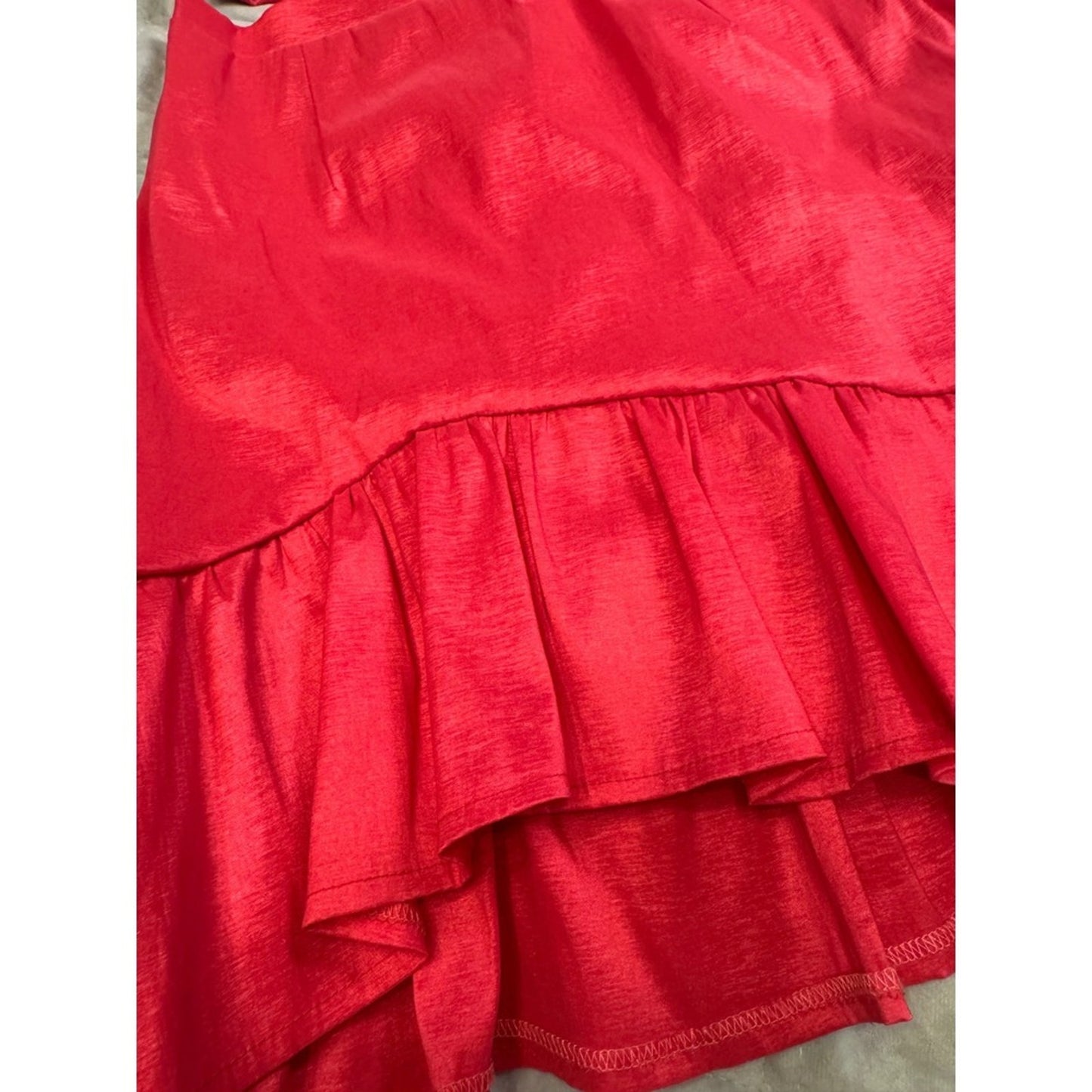 IRA Hot Pink Two Piece Set Puff Sleeve Crop Top Ruffle Hem Skirt Medium
