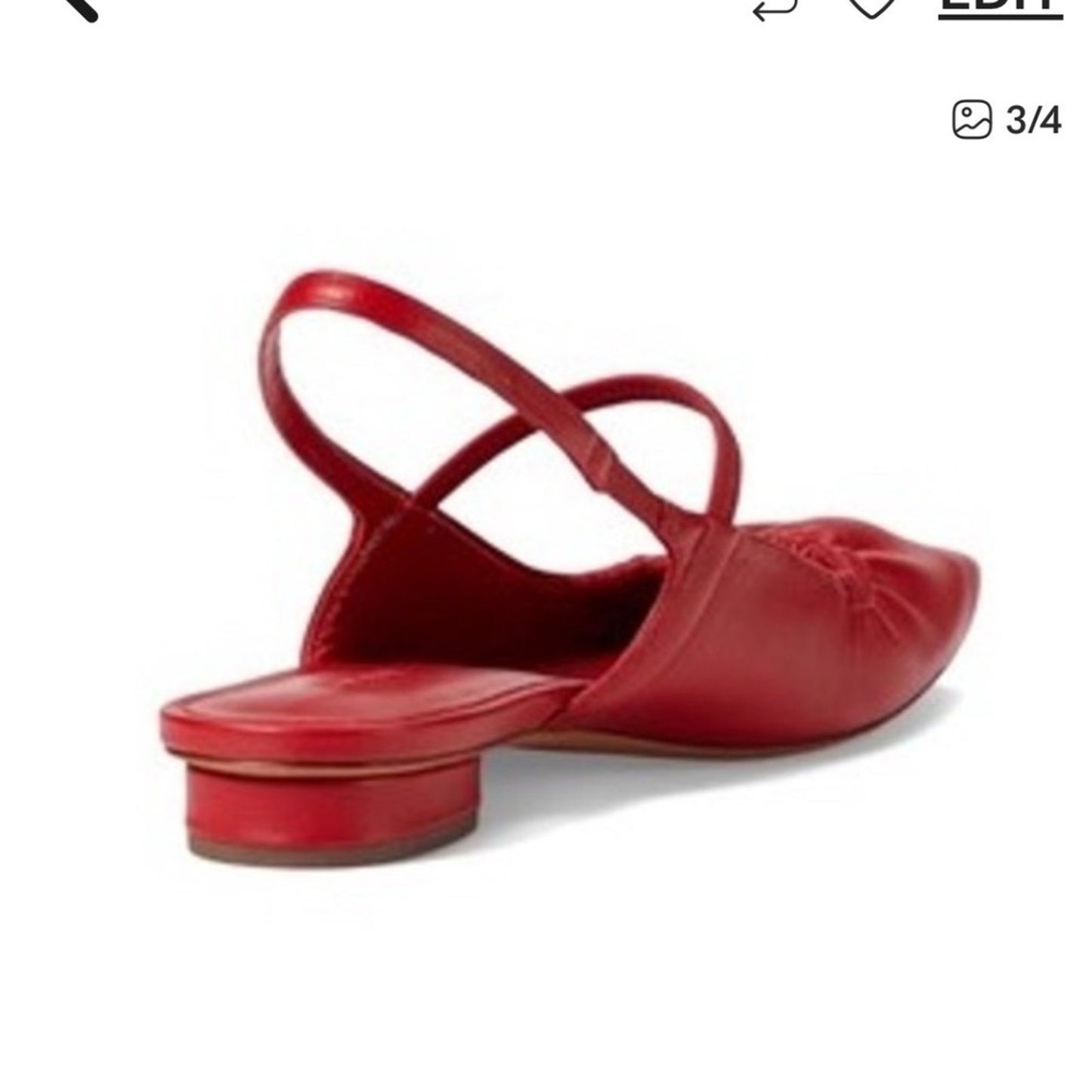Vince Womens Red Square Toe Ruched Slingback Flats Shoes