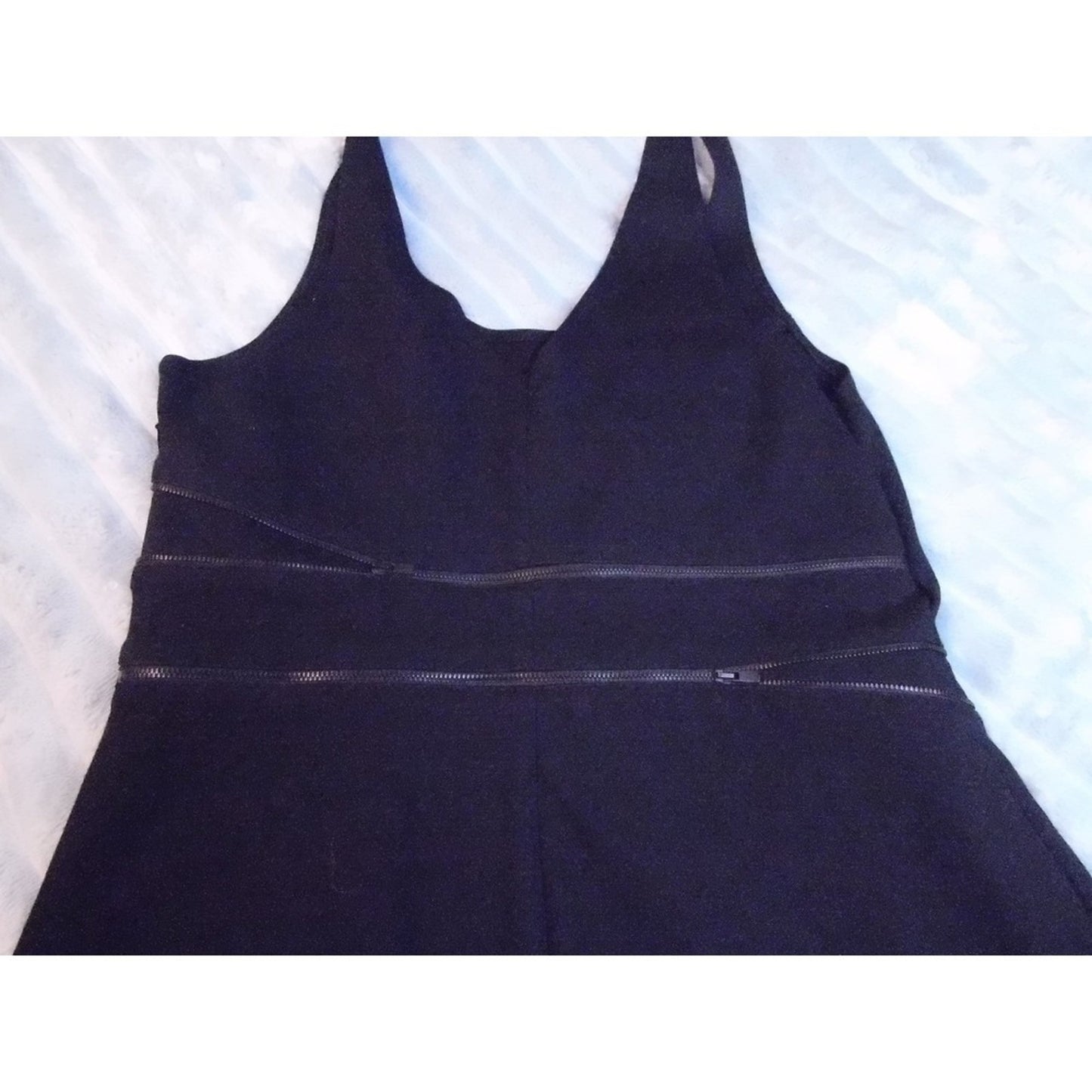 Theory Black V Neck Sleeveless Zipper Detail Sheath Dress Size 12