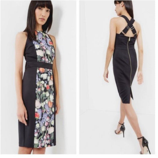 Ted Baker Akva Kensington Floral Bodycon Dress Multi Size 4 US Sleeveless