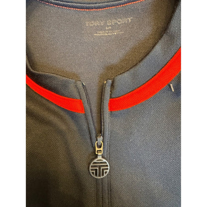 Tory Sport Dress Sleeveless Zip Front Athletic Navy Red Trim