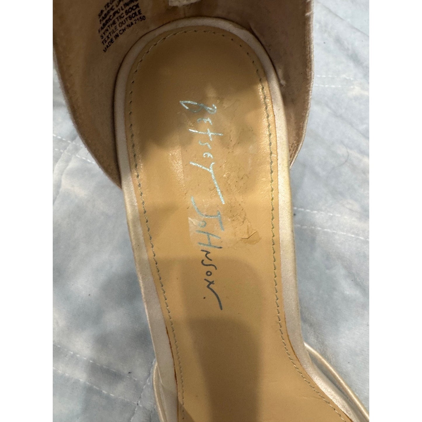 Betsey Johnson Ivory Rhinestone Pearl Ankle Strap Pointed Toe Heels