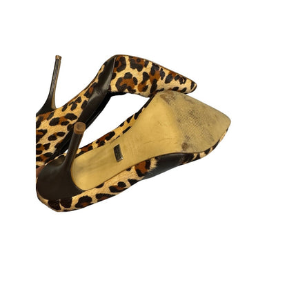 Buffalo London Leopard Print Hair Calf Pointed Stiletto Heels Size 8/38