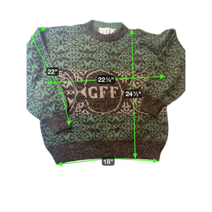 Gianfranco Ferre GFF Knit Sweater Green Geometric Pattern Menswear