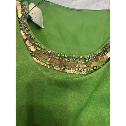 3.1 Phillip Lim Green Mod Mini Dress Sleeveless Cocktail Party Gold Trim Details size 0