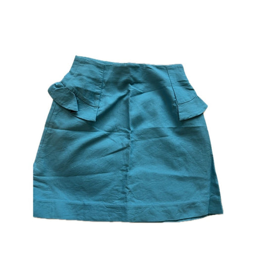 Sandro Paris Blue Textured Ruffle Detail Mini Skirt Size 3 Fits 8-10