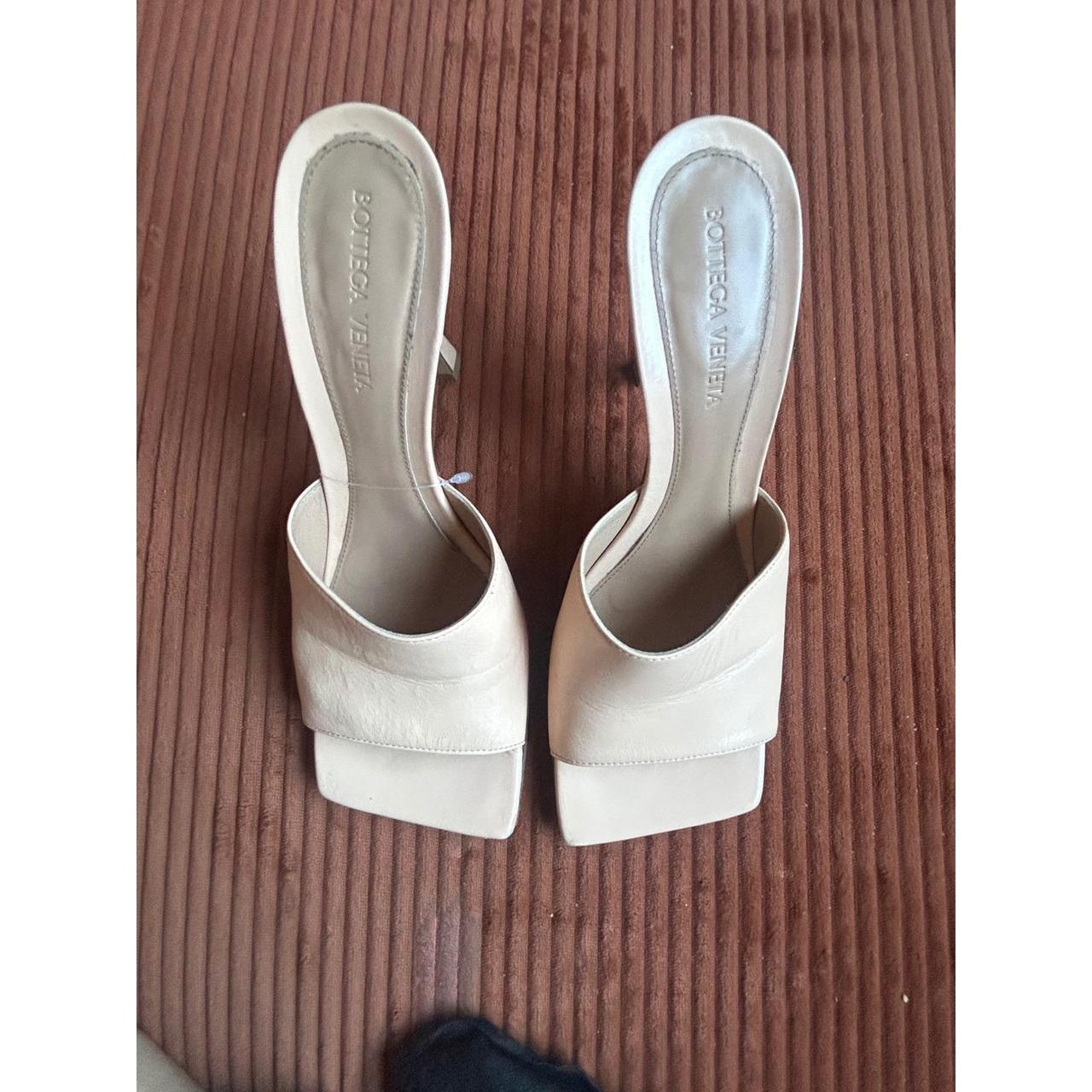 Bottega Veneta Stretch Mules Macadamia Beige Leather Square Toe Sandals 38
