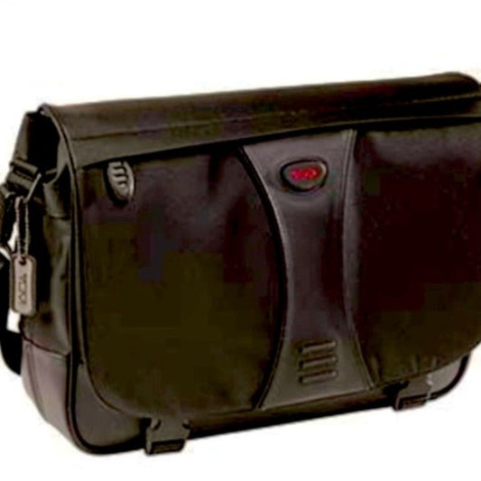 Tumi Black  Messenger Bag with Red Logo