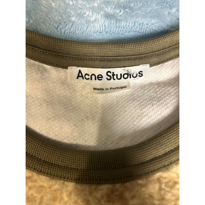 Acne Studios Floral Rose Textured Fuzzy Short Sleeve Top Beige Olive Green S
