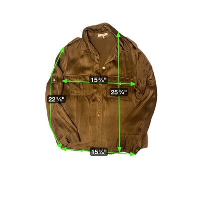 GANNI Satin Utility Shirt Olive Green Long Sleeve Button Up Pockets Size S