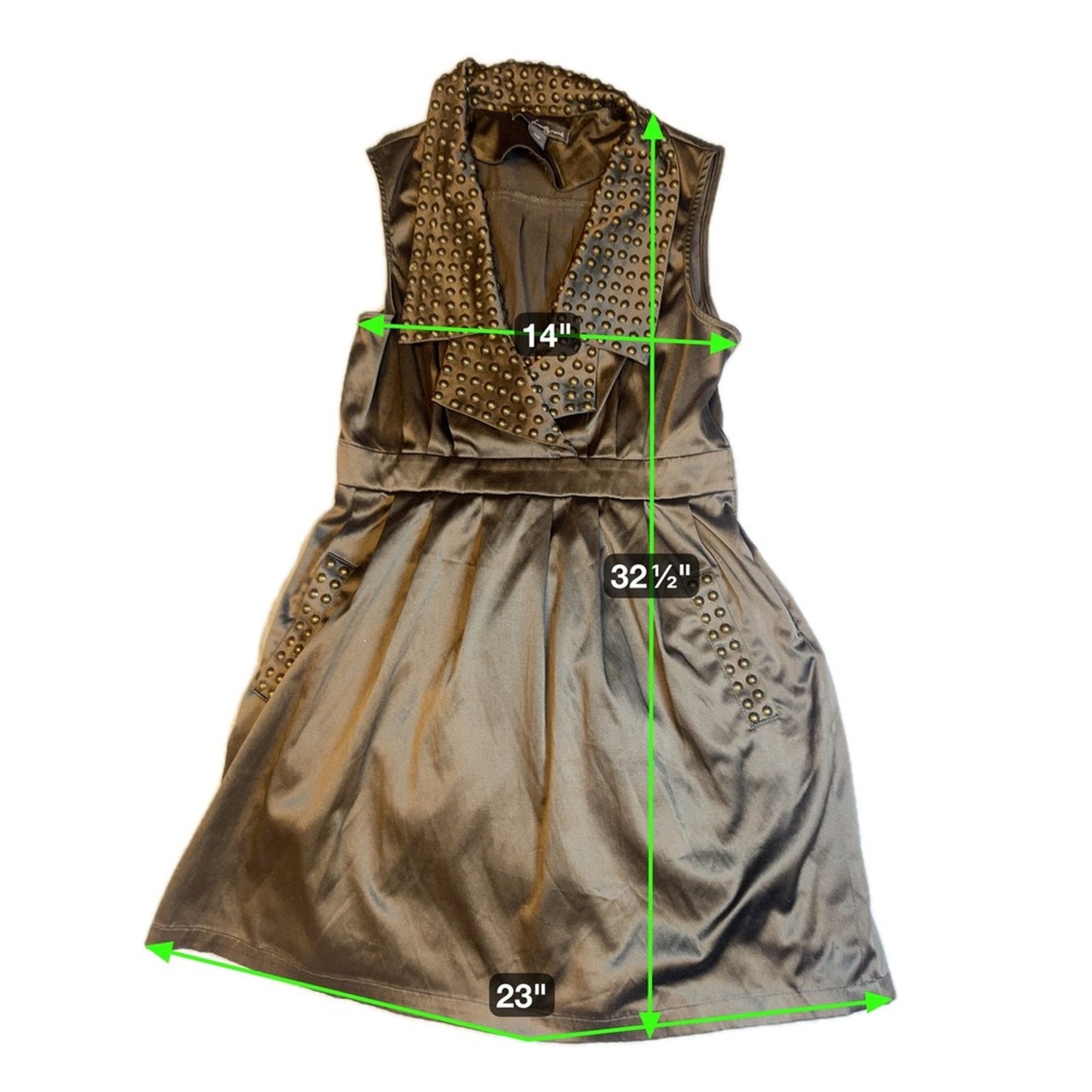 Twenty One Olive Green Studded Mini Dress‎ Sleeveless Party Cocktail M/M