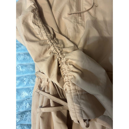 Adidas Parley Windbreaker Dress Beige Drawstring Hooded Athleisure Womens M