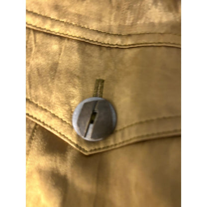 Metallic Gold Cropped Trucker Jacket Button Front Long Sleeve Shimmer Coat