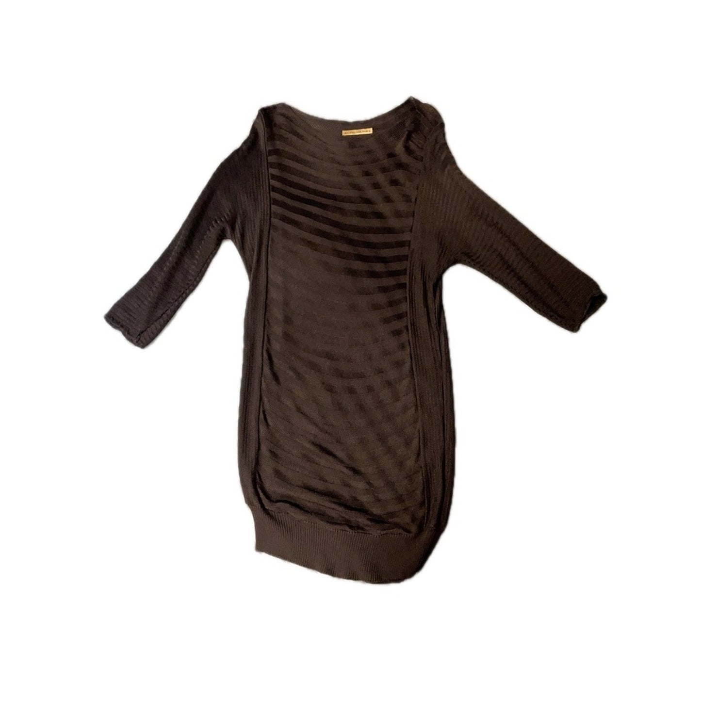 Balenciaga Paris Knit Dress Long Sleeve Sheer Stripe Dark Black Size 38 size S