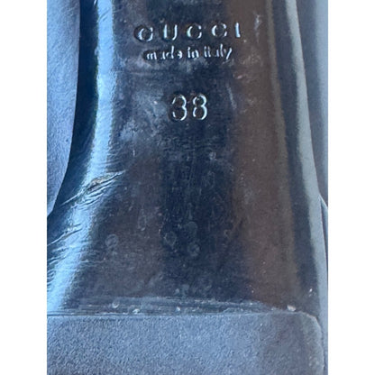 Gucci Black Leather Ankle Booties with Gold Horsebit – Made in Italy (Size 38)