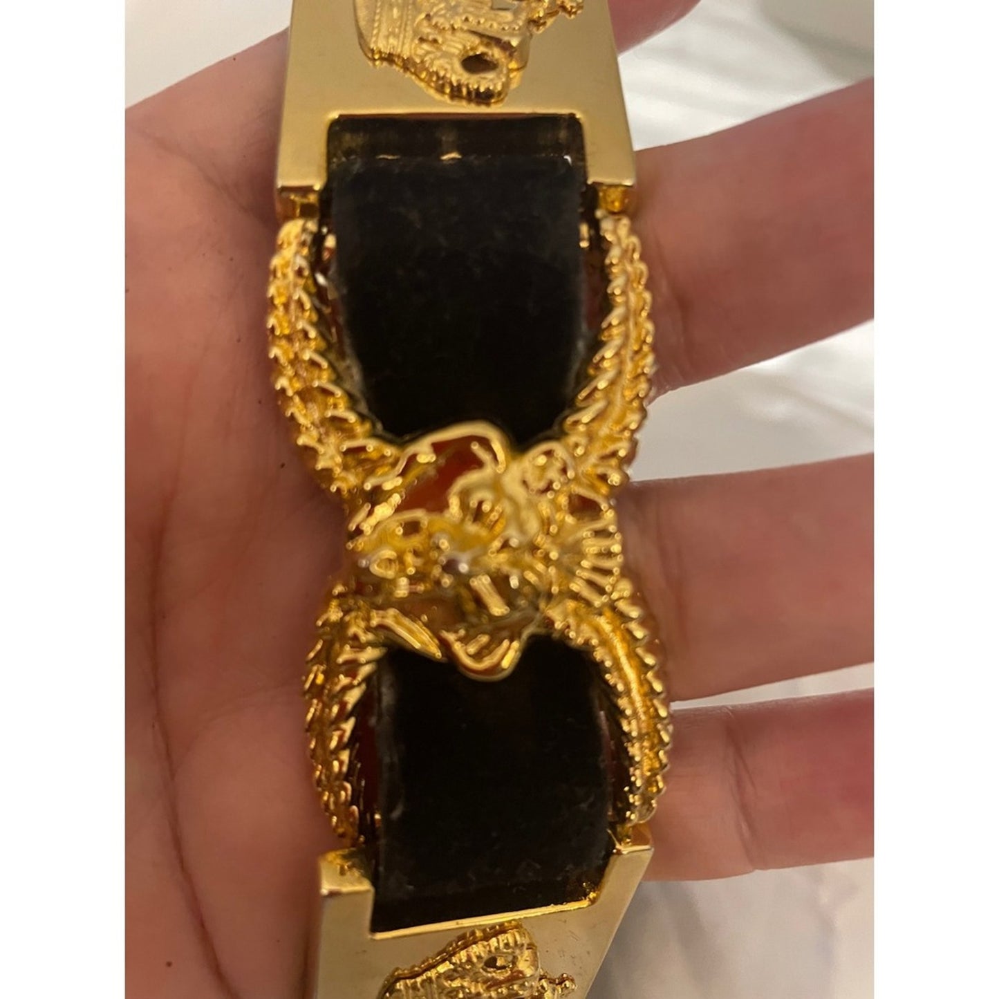 Dolce & Gabbana Vintage Velvet Belt – Gold Baroque Lion & Crown Medallion