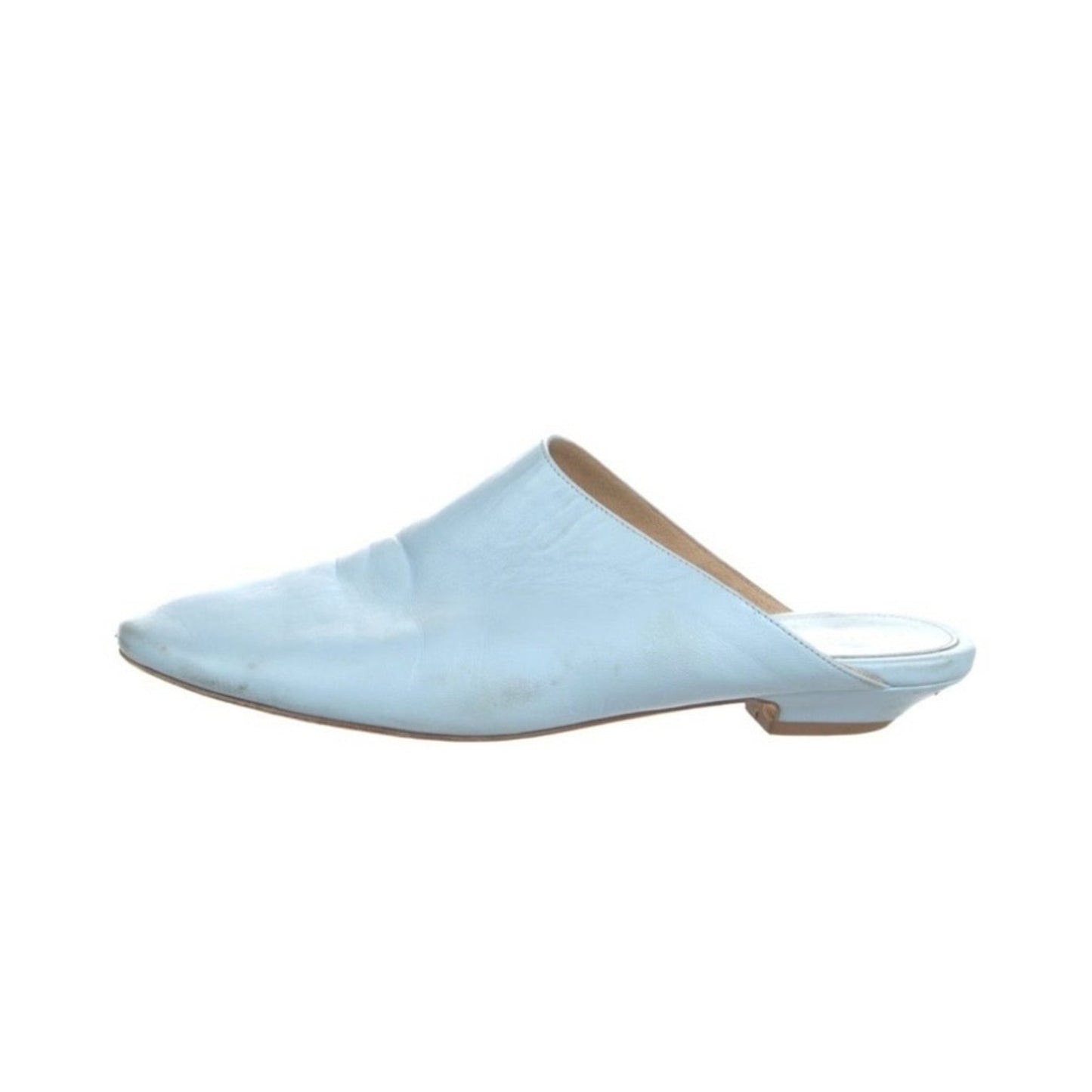 Khaite Leather Mules Women Light Blue Good Pointed Toe Flat Slides Italy