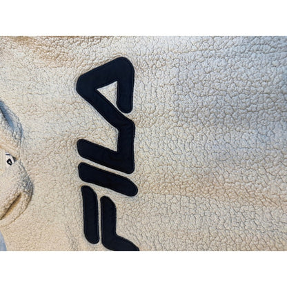 FILA Cream Sherpa Fleece Pullover Hoodie Sweatshirt Women's Medium